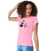 Pink cotton western wear t-shirt, printed design for women's casual style, S-XL sizes available